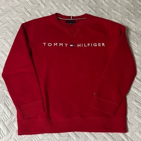Tommy Hilfiger Classic Red Crewneck Sweatshirt, Youth Boy’s 12/14 Years - Picture 6 of 11
